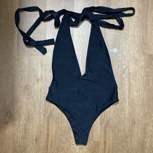 SHEIN L plunging neckline open back one piece bathing suit